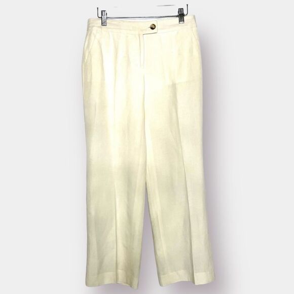 Talbots Heritage Cream Pants Slack Trousers Size 4 Petite - Picture 1 of 6